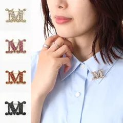 Max Mara マックスマーラ ブローチ FACELLA ファチェッラ クリスタルモノグラムブローチ MXAFACELLA  FACELLA 261475521 レディース ホワイト ピンク レッド ブラック メタル ジルコニア ラインストーン ピンバッジのサムネイル