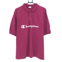 【美品】チャンピオン 半袖ポロシャツ ピンクパープル系 綿100％ フロントロゴ  メンズ LARGE ゴルフウェア Championのサムネイル