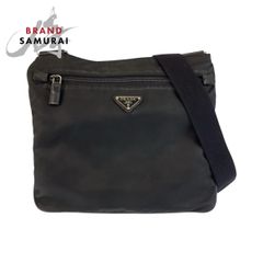 美品 PRADA プラダ テスート 三角ロゴプレート ブラック 黒 ナイロン