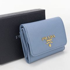 美品 プラダ 財布 二つ折り サフィアーノ レザー コンパクト ライト