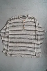 BARNEY'S NEW YORK summer Knit サマーニット　ボーダー　イタリア製　Y2K  ヘンリーネック　バーニーズニューヨークのサムネイル