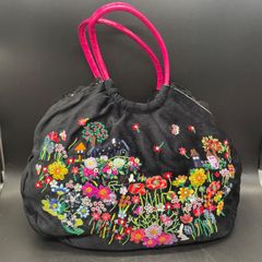 コーチ ストローバッグ 2way カゴバッグ フラワー刺繍 CJ572 野方店