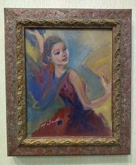 絵画 織田廣喜 オダヒロキ 富士と少女 油彩 織田ひろき 美術品 おだ