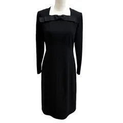 極美品★CHANEL シャネル ヴィンテージ 97A P09227 ウール100％ ココマークボタン リボンデザイン リトルブラック ドレス ワンピース 36のサムネイル