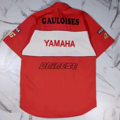 MOTO GRAND PRIX & WORLD SUPERBIKE YAMAHA RACINGTEAM GAULOISES レーシングシャツ ピットシャツ バレンティーノ・ロッシ L レッド×ホワイト フル刺繍のサムネイル