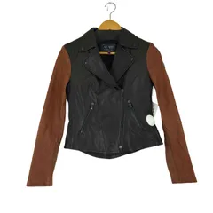 アルマーニジーンズ ARMANI JEANS バイカラー レザー ライダースジャケット レディース EUR：38 のサムネイル