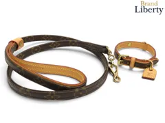 【ほぼ新品】ルイヴィトン LOUIS VUITTON モノグラム コリエ バクスターPM レッス バクスターMM ドッグリーシュ ドッグカラー 小型犬用首輪 ペット用 ドッグ用 犬用 首輪 リードセット ダークブラウン PVC レザー 首輪：M58072 M8のサムネイル