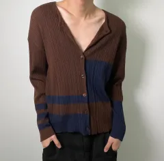 ISSEY MIYAKE ハイ スポーティング ギア バイカラー ゴージ ニット カーディガン Mのサムネイル