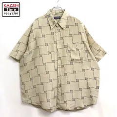 00s ROUNDTREE&YORKE 総柄 シルク 半袖シャツ メンズ 表記XLサイズのサムネイル