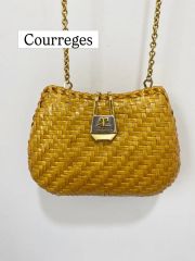 Courreges ヴィンテージ ラタンショルダーバッグ カゴバッグ ロゴ金具