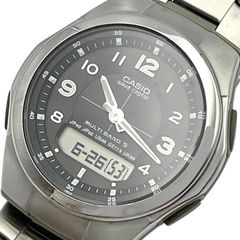 稼働/訳有 カシオ ウェーブセプター CASIO wave ceptor WVA-M480 デジアナ 電波ソーラー デジアナ 3針 腕時計 黒文字盤 純正ベルト 【e6】