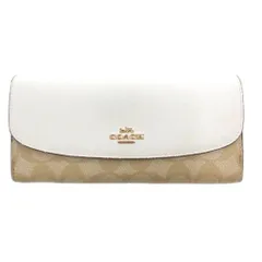 コーチ COACH 長財布 財布 ウォレット 白 ホワイト ベージュ シグネチャー柄 ロゴ金具 ■GY99のサムネイル