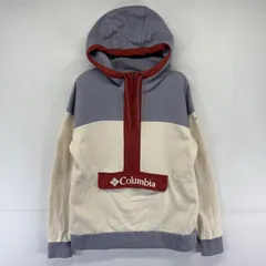 古着 コロンビア Columbia パーカー マルチカラー ハーフジップ プルオーバー  フーディ M  ホワイト系 マルチカラー レディースのサムネイル