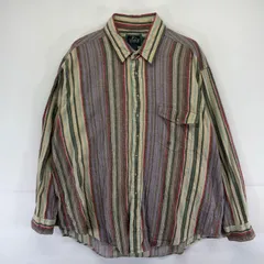古着 90's/90年代 ウールリッチ WOOLRICH 長袖シャツ ネルシャツ ストライプ 胸ポケット 大きいサイズ 2XL  ベージュ系 メンズのサムネイル