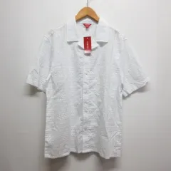 ゲス GUESS オープンカラー 半袖 刺繍 シャツ S 白 ホワイト 透け感あり コットン タグ付きのサムネイル
