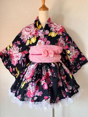 大人用ギャル浴衣ドレス ギャル黒×ピンク】大人ギャル 浴衣ドレスミニ - メルカリ