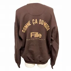 【中古】[印象AB] COMME CA ISM コムサイズム スウェットシャツ トレーナー 裏毛 裏パイル メンズ 大人 ブラウン こげ茶×ベージュ 綿100% コットン100% プリント クルーネック 長袖 日本製 古着 背中に英字のロゴプリントのサムネイル