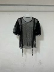 MURRAL 刺繍入り チュールカットソー ブラック トップス ブラウス F