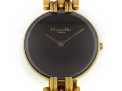 Dior  ディオール  腕時計  バギラ  D46-154-4  ゴールドメッキ  ブラック文字盤  クオーツ  レディース時計  207【中古】2148104072160　のサムネイル