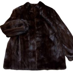 極美品◎高級ミンク100% 毛皮コート リアルファー 13号 ダークブラウン