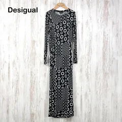 美品 Desigual デジグアル パッチワーク スリムミディワンピース ブラック 花柄のサムネイル