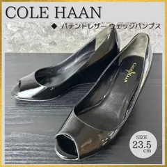 【ケア済/清潔なリユース靴】S814 COLE HAAN コールハーン  パテントレザー エナメル オープントゥ  ウエッジソール パンプス 黒ブラック サイズUK6B(23.5-24.0cm)のサムネイル