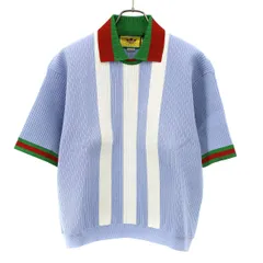 GUCCI×adidas グッチ×アディダス 24SS ストライプニットポロシャツ 700482 ブルー系 XSのサムネイル