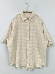 LIDNM リドム シャツ/ブラウス M アイボリー コットン チェック柄 ミドル丈 半袖 レギュラーカラー メンズのサムネイル