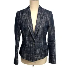 ヒューゴボス HUGO BOSS テーラードジャケット ブレザー 編み込み ウール 紺 ネイビー 38 約S ■WYのサムネイル
