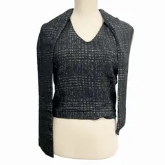 ジャンフランコフェレ GIANFRANCO FERRE 美品 カットソー ブラウス ノースリーブ 総柄 黒 ブラック 40 約M-L ■WYのサムネイル