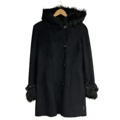 アルマーニ ジーンズ ARMANI JEANS フーデッドコート フェイクムートン フェイクファー シャギー 黒 ブラック 36 103723 ■GY09のサムネイル