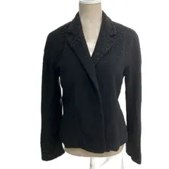 ダナキャラン DONNA KARAN テーラードジャケット シングル ビジュー装飾 40 黒 ブラック ■WYのサムネイル