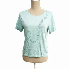 ロベルタディカメリーノ Roberta di Camerino 美品 半袖 カットソー ニット ビジュー 青 ブルー系 40 約M-Lのサムネイル