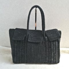 竹かごバッグ 黒 浴衣巾着 夏用着物バッグ 衿秀 カバー付き ラスト1点