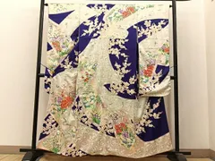 平和屋着物■豪華振袖　駒刺繍　飛鶴花絵巻文　金彩　正絹　逸品　BAAX6350hjのサムネイル