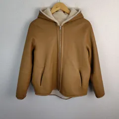 DAMA collection ダーマコレクション フード付きレザージャケット ジップアップ キャメル 1 レディース 古着 ムートンのサムネイル