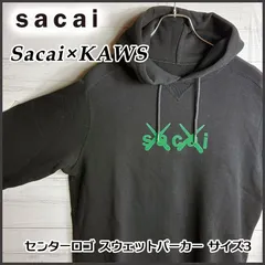 Sacai サカイ × KAWS カウズ コラボ センターロゴ スウェットパーカー サイズ3 黒 ブラック コットン 無地のサムネイル