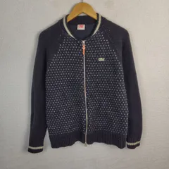LACOSTE ラコステ ニットブルゾン フルジップ ドット柄 ブラック 4 メンズ 古着 モード ストリートのサムネイル