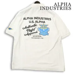 ALPHA INDUSTRIES アルファ 春夏★ 半袖 ミリタリー ワッペン 刺繍 鹿の子 ポロシャツ 大きいサイズ Sz.XL メンズ 白のサムネイル
