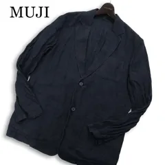 24SS★ MUJI 無印良品 春夏 リネン アンコン テーラード ジャケット Sz.L メンズ 紺 ネイビーのサムネイル