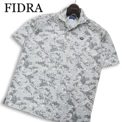【美品】FIDRA フィドラ 春夏★ 半袖 カモフラ 総柄 ロゴ刺繍 ゴルフウェア ボタンダウン ポロシャツ Sz.S メンズ 灰 グレーのサムネイル