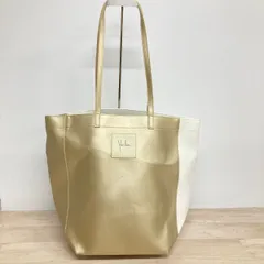 美品 Sybilla/シビラ トートバッグ レディース ゴールド×ホワイト バイカラー ロゴプレート 肩掛けバッグ[OL00275]のサムネイル
