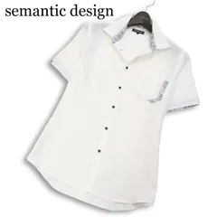 semantic design セマンティック デザイン 春夏★ 半袖 切替 ペイズリー スリム ドビー ボタンダウン シャツ Sz.L メンズ 白のサムネイル