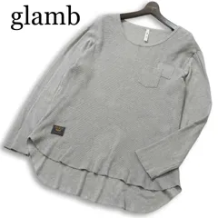 glamb グラム 通年★ 長袖 ワッフル サーマル ビッグシルエット パッチワーク カットオフ ロンT シャツ Sz.3 メンズ 灰のサムネイル