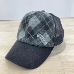 PUMA/プーマ アーガイル柄 メッシュキャップ 帽子 ニット切替 グレー×ブラック 56cm-59cm ONE SIZE[ON00457]のサムネイル
