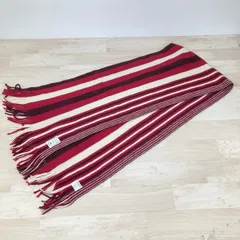 美品 JUNRED/ジュンレッド マフラー ストライプ柄 レッド/ホワイト/ボルドー アクリル100% 品番ANN-6304-B J.N.R.D.[OK04030]のサムネイル