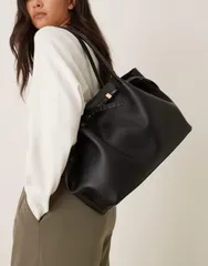 エイソス レディース バッグ トートバッグ ASOS DESIGN croc belted tote bag Black ブラックのサムネイル