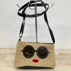 美品 a-jolie/アジョリー ショルダーバッグ カゴバッグ フェイスデザイン サングラスモチーフ ベージュ/ブラック レディース[OC03196]のサムネイル