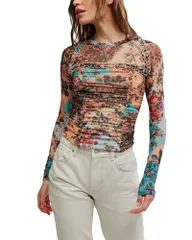 フリーピープル レディース トップス シャツ Free People Ariana Long Sleeve Top Taupe Combo トープのサムネイル