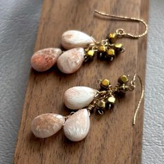 エチオピア産 オパール × スティック 淡水パール ロングピアス 14kgf